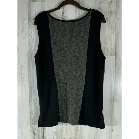 Pol Sleeveless Top Size Large Black Tan Multi Media Lace Waffle Knit Grunge Goth - Picture 3 of 10